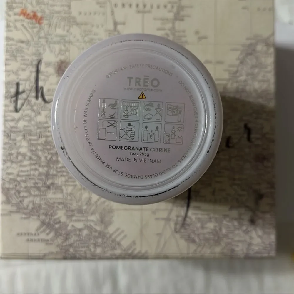 TREO POMEGRANATE CITRINE Rose Sandalwood Hand Poured Essential Oil Candle